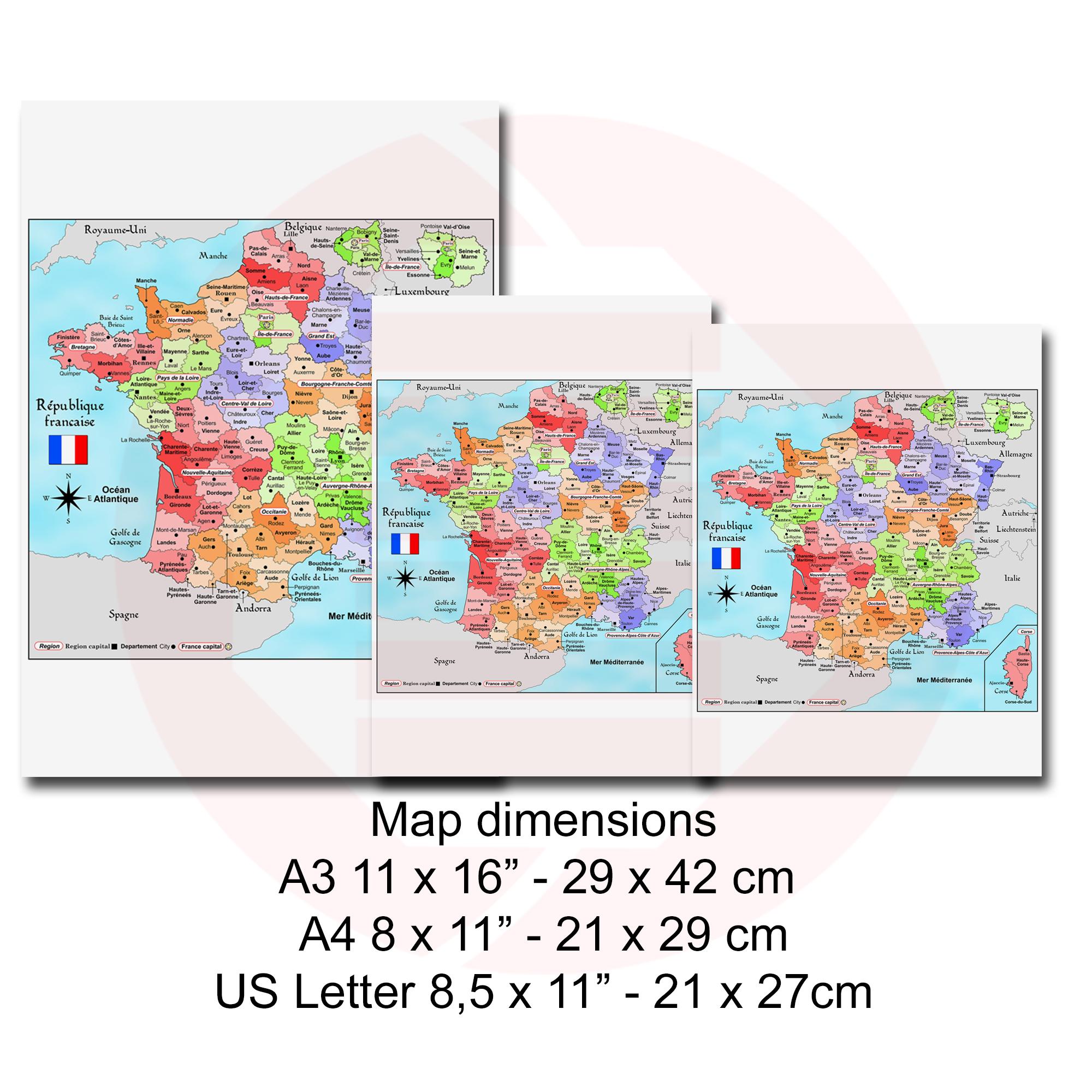 Vilac 2589 - Carta Magnetica Della Francia Educativa - 92 Magneti In Legno Per Imparare Regioni, Città, Fiumi E Paesi Limitrofi - Multicolore - 3