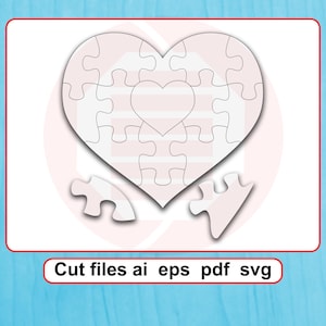 Blank heart puzzle SVG Cricut cut files Couple Wedding gift digital download