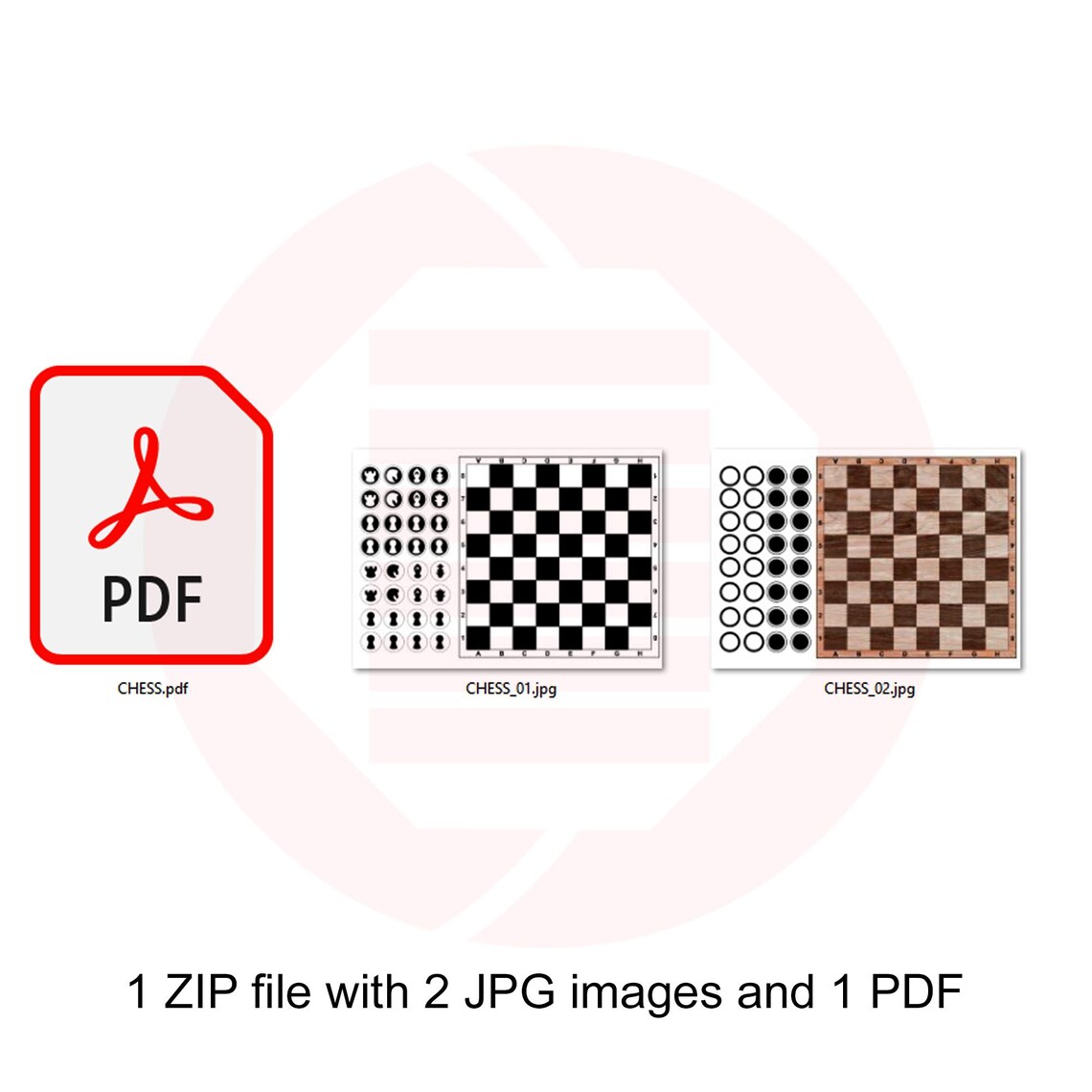 Printable Chess Board Game Template Checkers Digital Download - Etsy Canada