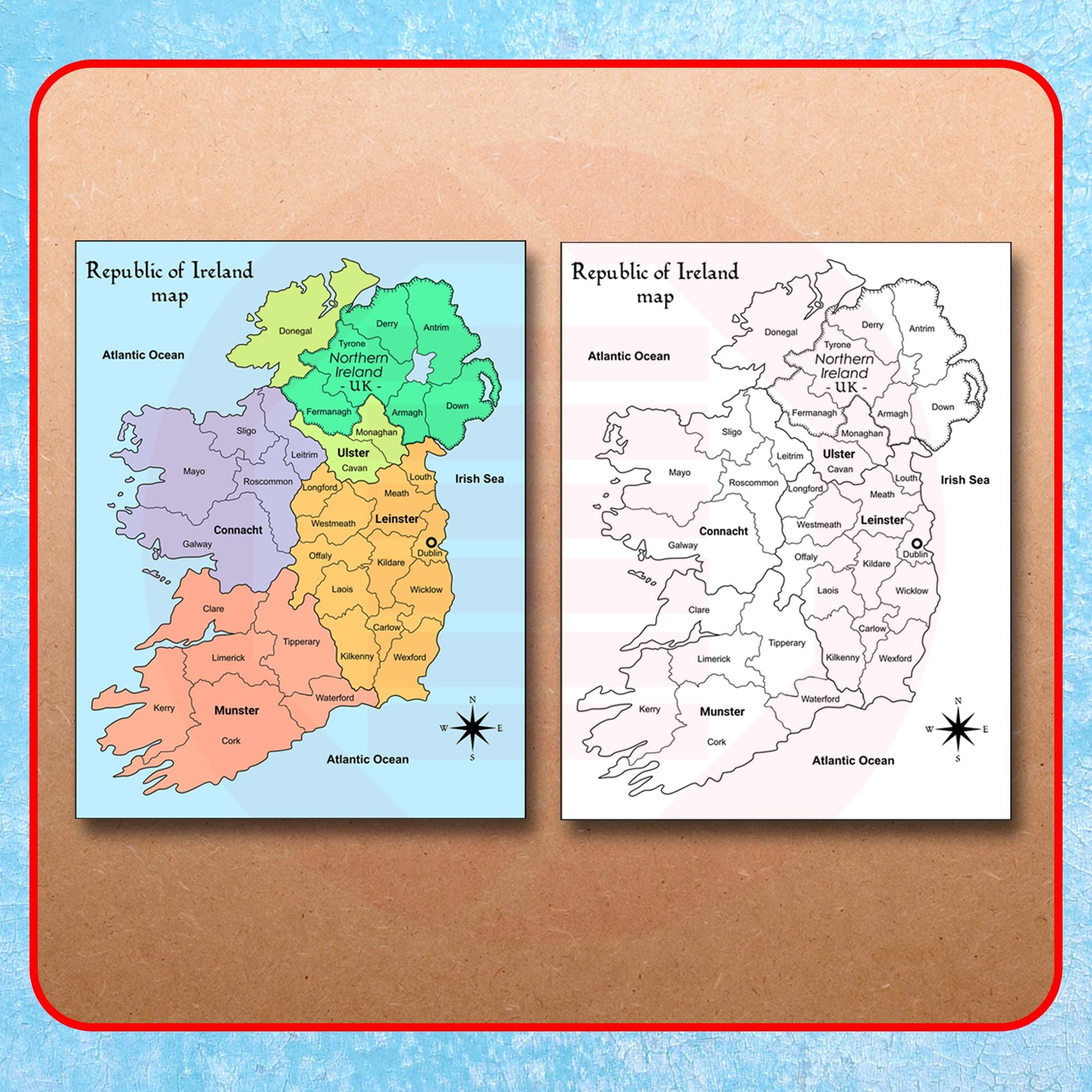 Printable Republic of Ireland map Ireland travel plans map School study Digital download