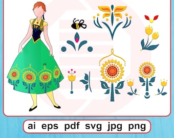 Frozen SVG Anna Fever dress cut files cosplay costume shirt princess party Digital download