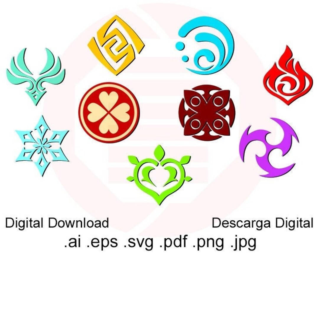 Genshin Element Symbols Svg Vector Printable Cut File Carnival Etsy Uk