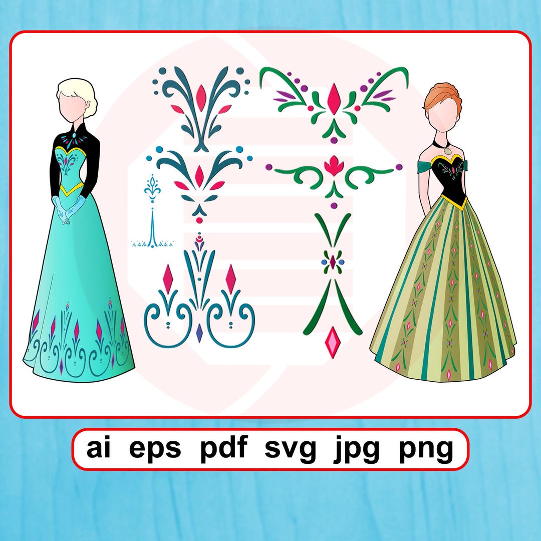 アナと雪の女王 エルサ アナ SVG カットファイル 戴冠式ドレス
