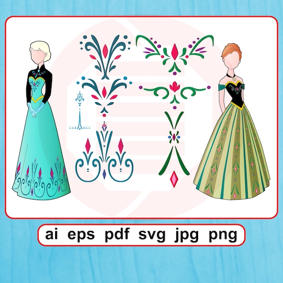 アナと雪の女王 エルサ アナ SVG カットファイル 戴冠式ドレス