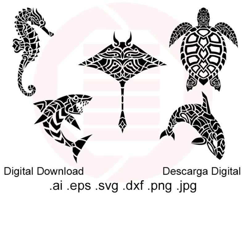 Download Ocean marine animals SVG summer clipart tribal hawaii ...