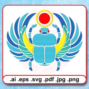 Scarabée égyptien SVG coupe fichier produit numérique vecteur dieu Khépri design décoration murale sticker pochoir ornement bricolage Téléchargement instantané