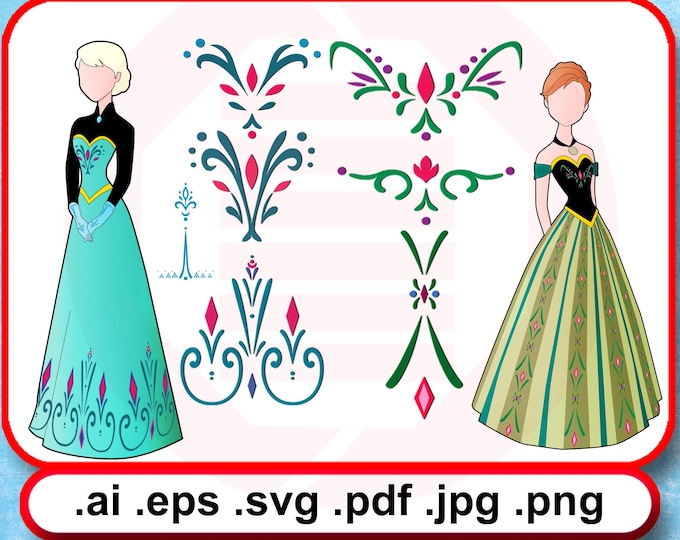 Elsa Anna Dress SVG, Vector Files, Cricut, Printable, Cut Files, Svg ...