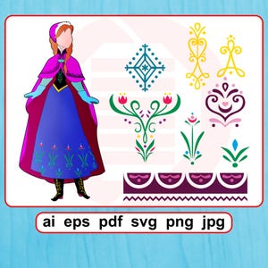 Frozen SVG Anna dress costume cut files template Princess bodice skirt cosplay digital download