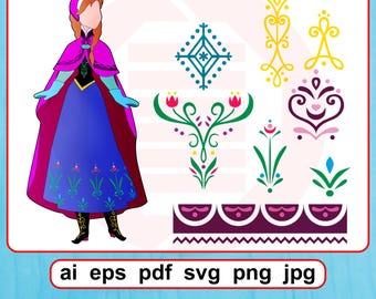 Frozen SVG Anna dress costume cut files template Princess bodice skirt cosplay digital download