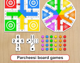 Printable Parcheesi board game template JPG PDF Digital download