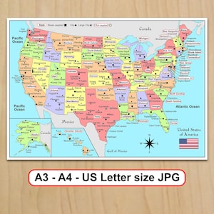 Druckbare Landkarte der Vereinigten Staaten von Amerika Landkarte der USA