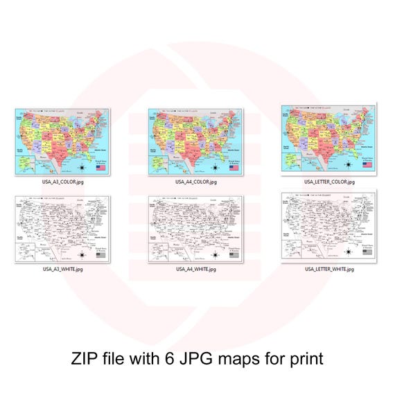 印刷可能なアメリカ合衆国地図（米国政治地図）トラベルスクール向け