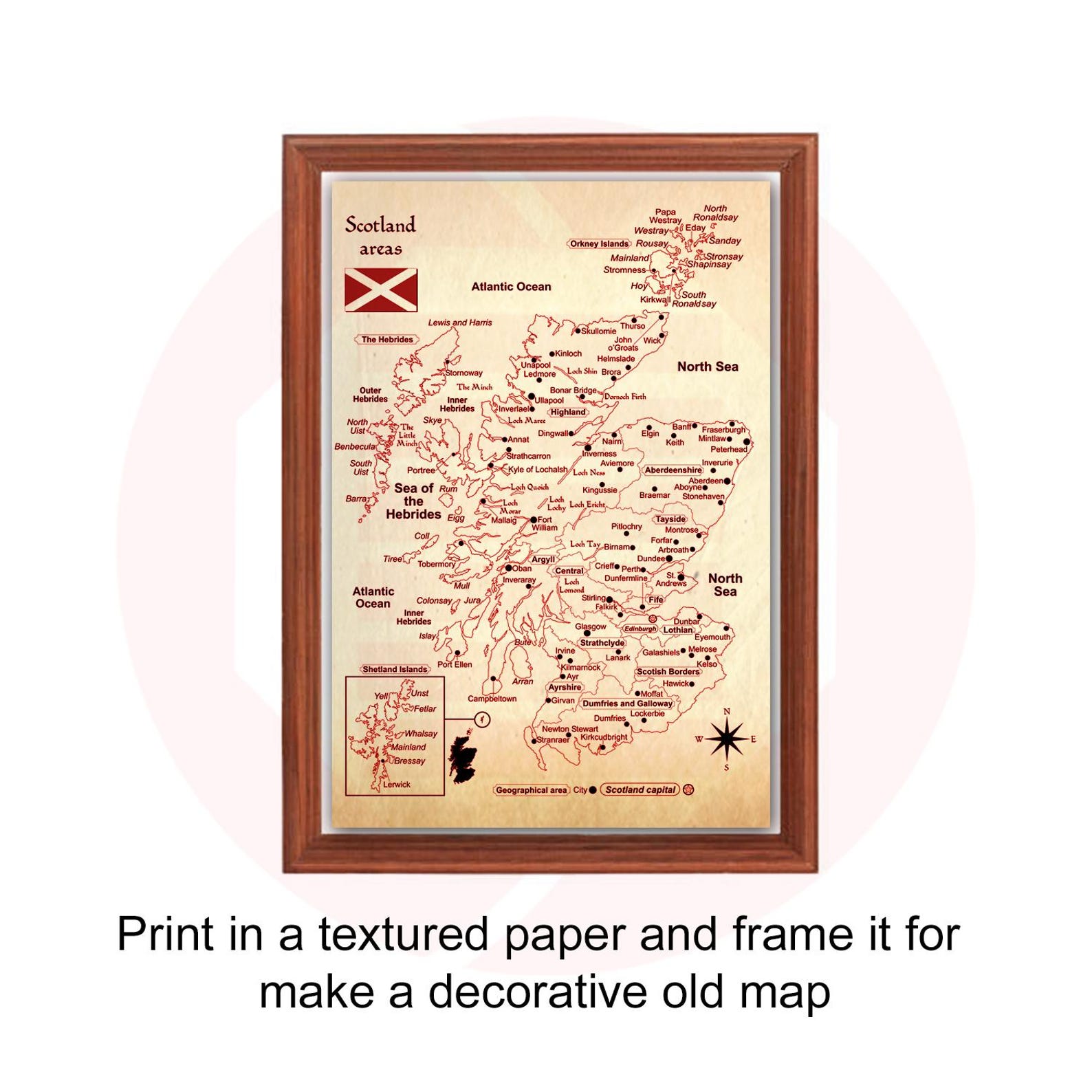 Scotland Map Print Out Printable Scotland Map Regions Geographical Areas United Kingdom UK ...