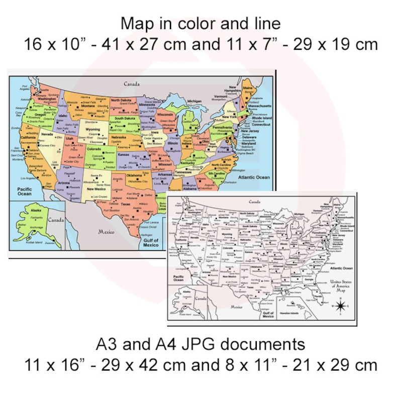 Printable United States of America Map USA Travel Map Home - Etsy