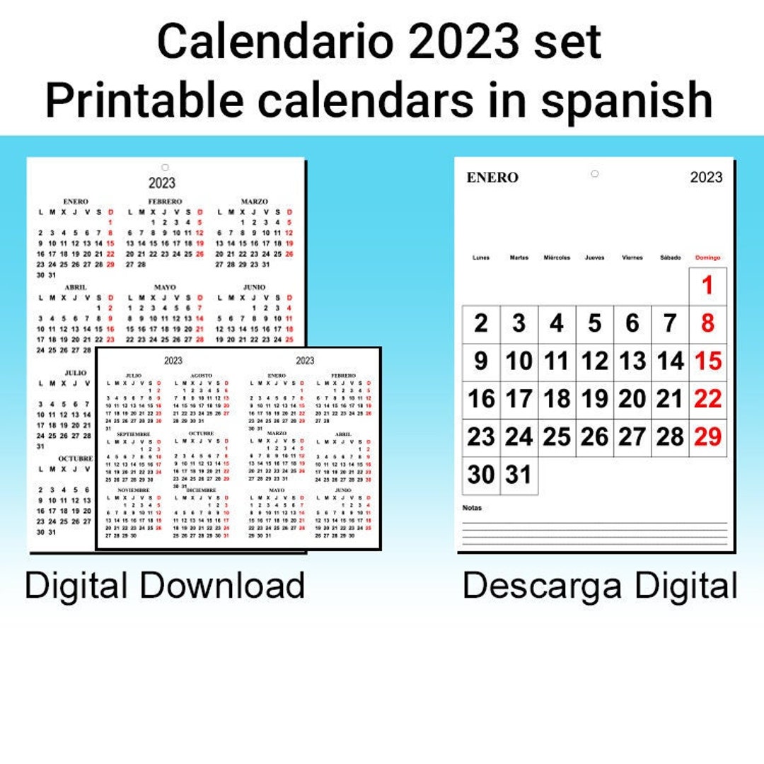 Spanish Calendar 2023 Bundle Printable Calendar 2023 Wall Etsy