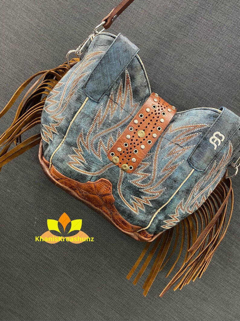 Repurposed Leather Cowboy Boot Handbag Etsy