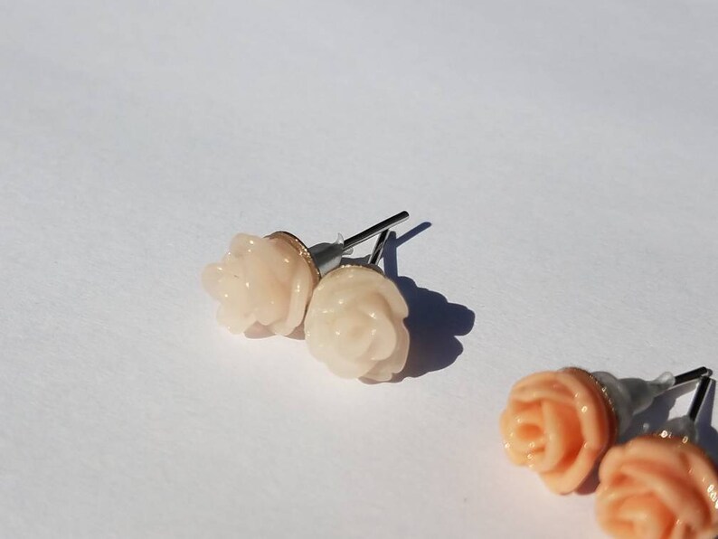 ROSE STUD EARRINGS Blush, Peach, Tan, Carmel, and Brown Neutral Colors