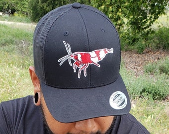 Crystal Red Shrimp Classic Retro Trucker Unisex Snapback Cap! The Official Galaxy Glow Studio Hat!