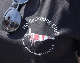 Crystal Red Shrimp "No Backbone Club" T-Shirt; The Official Galaxy Glow Studio Shirt! Unisex Tri-blend