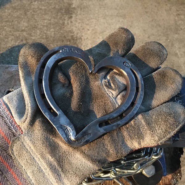 Hand Forged Steel Horseshoe Heart | Blacksmith Made, Steel Hearts, Horseshoe Heart, Anniversary Gift, Valentines Day Gift, Barn Wedding Gift