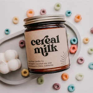 Cereal Milk, Fruit Loops candle, coconut wax candle. Cereal candle. Fruity candle.