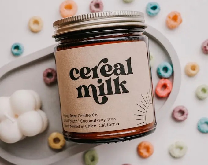 Cereal Milk, Fruit Loops candle, coconut wax candle. Cereal candle. Fruity candle.