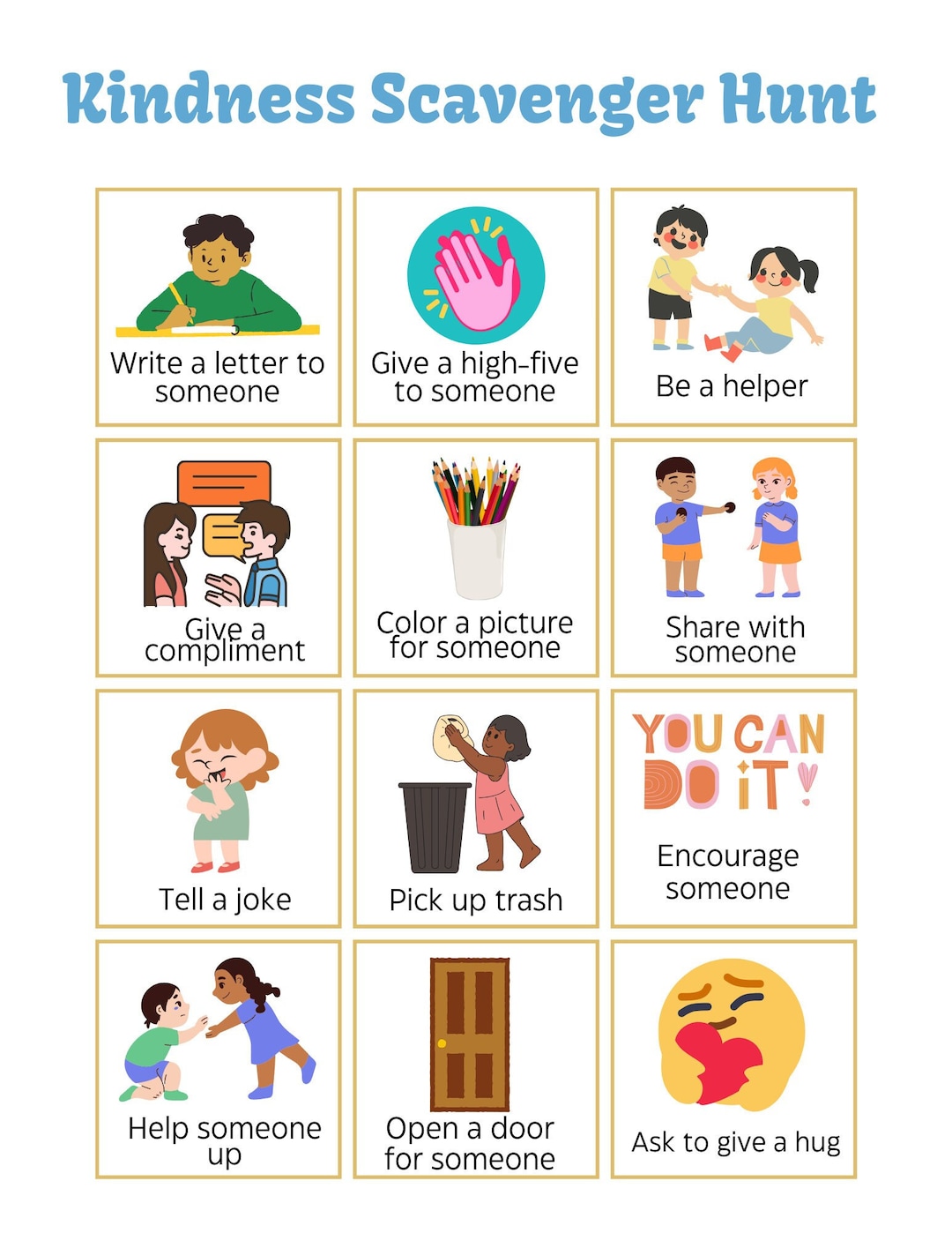 Kindness Scavenger Hunt - Etsy