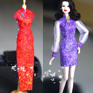Chinese Cheongsam Only for Fashion Royalty Doll, Momoko, Bedoll, 1/6 Scale Doll/ Art / Decoration  / Guarantee authentic