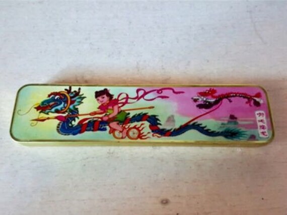 Chinese Vintage Pencil Box Art Decoration Guarantee Etsy