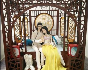 Chinese Bed Only for 1/6 Scale Doll(30cm) /Art / Decoration / Guarantee authentic