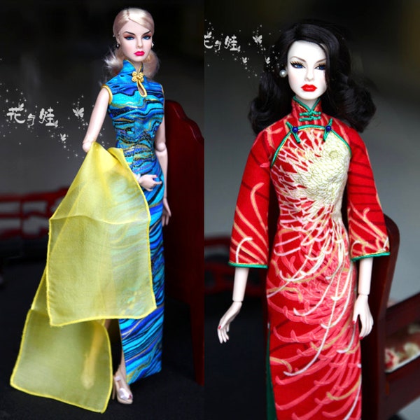 Chinese Cheongsam Only for  FR2, ST, Momoko Doll, Blythe Doll, Wrap Only for 1/6 Scale Doll / Art / Decoration / Authentic