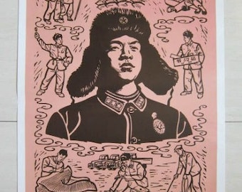 Pittura di propaganda vintage cinese / Arte / Decorazione / Lei Feng 雷锋 / Garanzia vecchia / Garanzia autentica