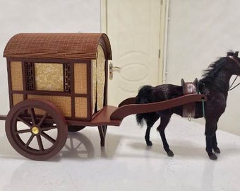 Chinese Carriage (The wheels are movable) for 1/6 Scale Doll(30cm)， 1/12 Scale doll( 15cm) / Art / Decoration / Guarantee authentic