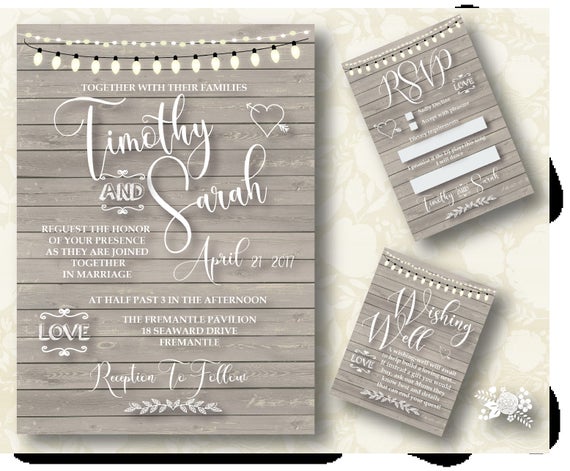 Printable Wedding Invitation Rustic Country Hanging Light Etsy
