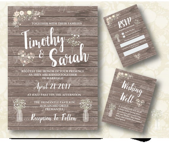 Printable Wedding Invitation Rustic Country Baby S Etsy