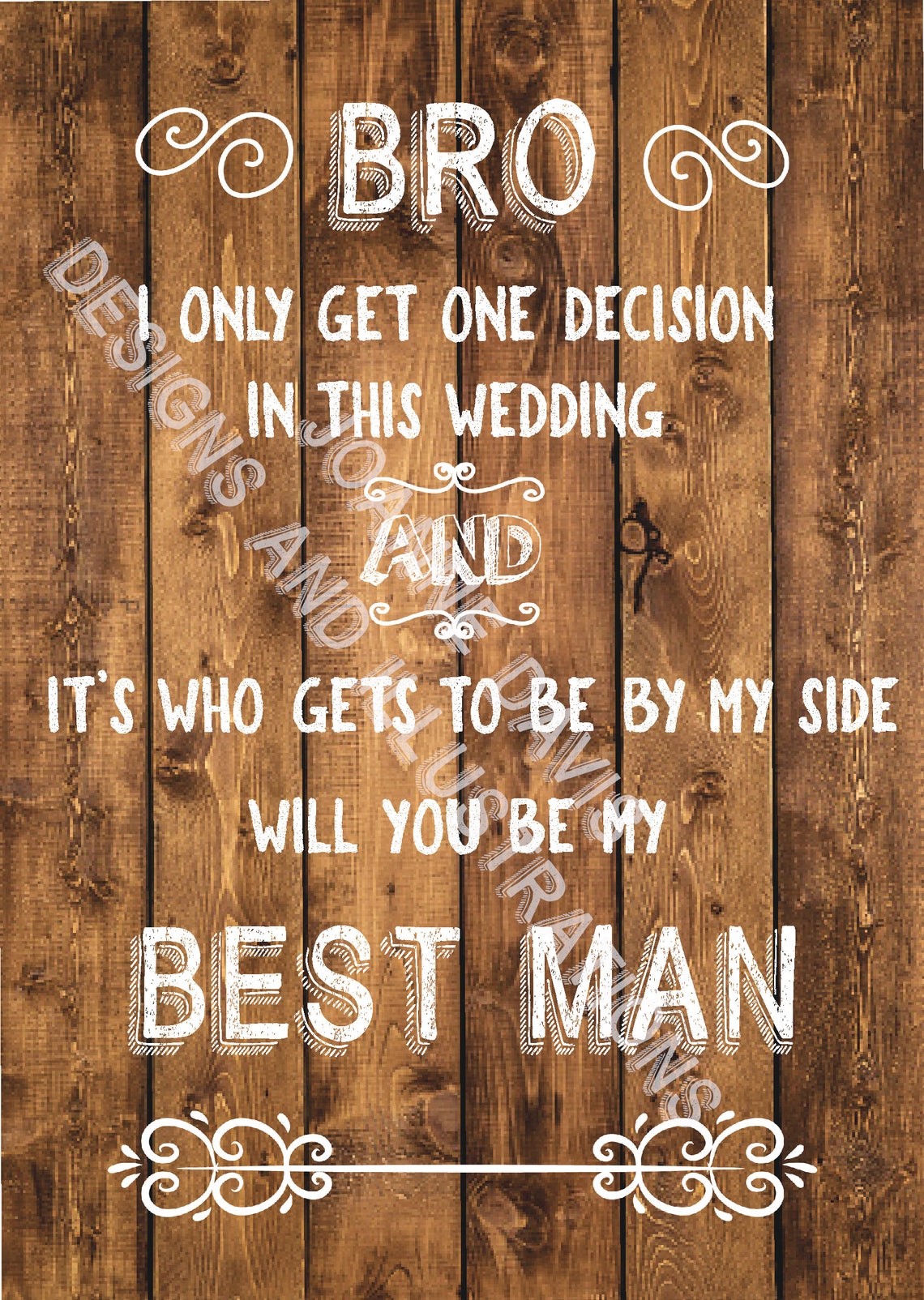 Printable Best Man &amp; Groomsman Proposals Invitations Rustic | Etsy