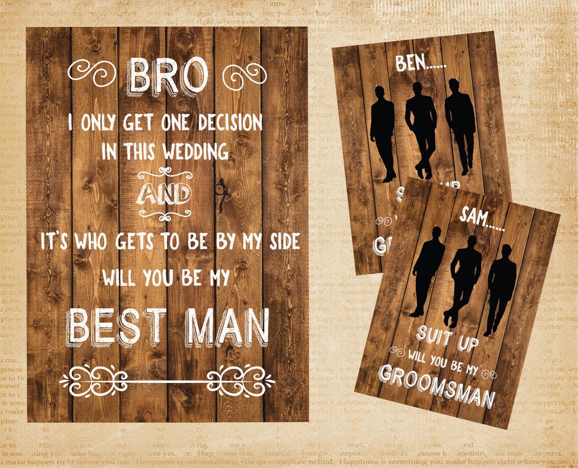 Printable Best Man &amp; Groomsman Proposals Invitations Rustic | Etsy