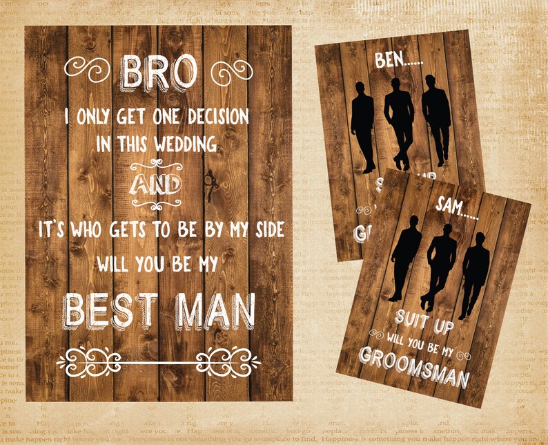 Printable Best Man Groomsman Proposals Invitations Rustic Etsy