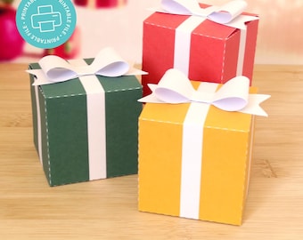 Christmas Paper Cube Gift Box | Christmas favor box template | Gift Box Printable | DIGITAL FILE | Silhouette, Cricut and PDF File