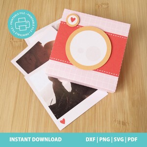 Alla hjärtans dag DIY utskrivbar kameralåda | Låda för Polaroidfoton | Utskrivbara galentiner | Digital fil | Silhouette-, Cricut- och PDF-fil