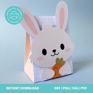 DIY Printable Easter Cute Bunny with carrot Bag | Favor box for Easter Egg Hunt | Digital File | Silhouette, Cricut and PDF File