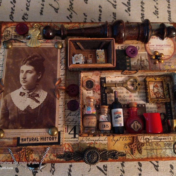 Altered cigar box and vintage junk journal