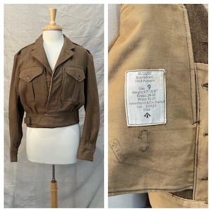 Autentisk brittisk arméblus i ull från 1960-talet | Mönster från andra världskriget 1949 | Daterad 1964 | Samlarmaterial, militär museikvalitet | SM/MELLAN