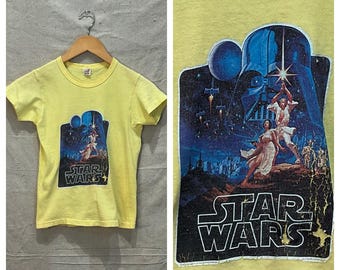 1977 Star Wars A New Hope Original Youth T-Shirt | Hanes Tag Made in the USA | Estes Aerospace Club | RARE Distressed Novelty Graphic Tee