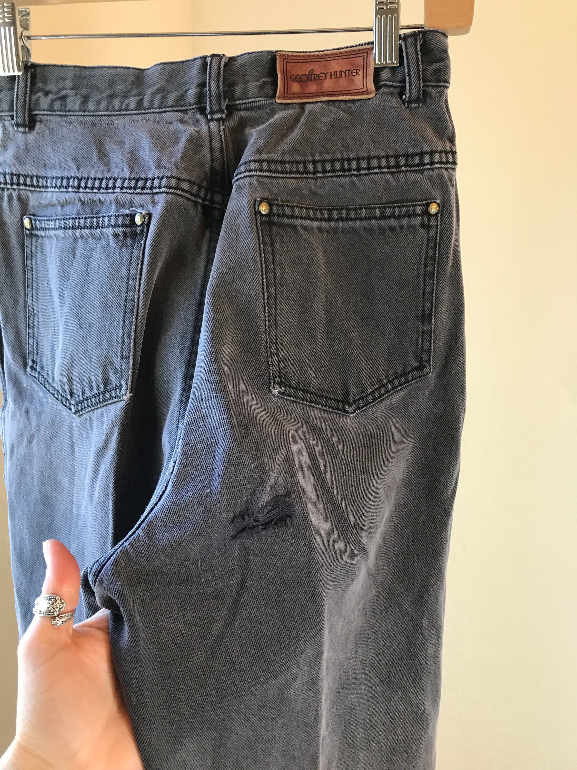 1980's High Waisted Denim Jeans Faded Black Denim - Etsy