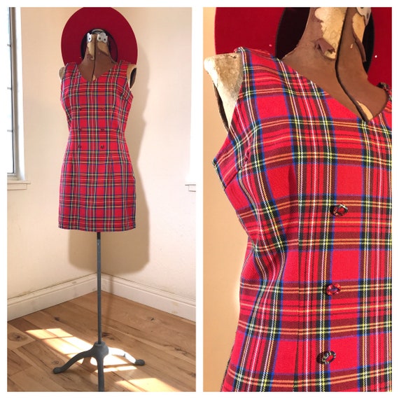 red plaid mini dress