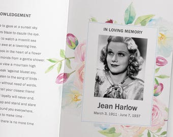funeral program template printable microsoft word etsy