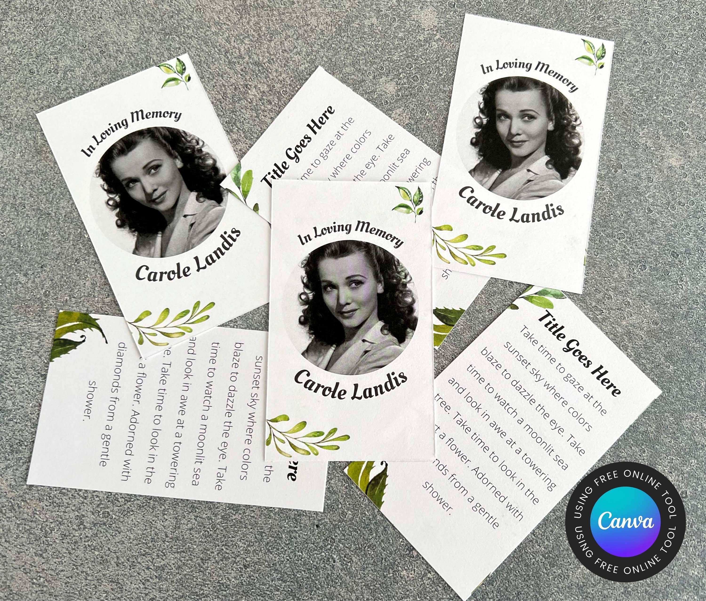 Funeral Prayer Card Template Canva Leafy Green Nature - Etsy Finland