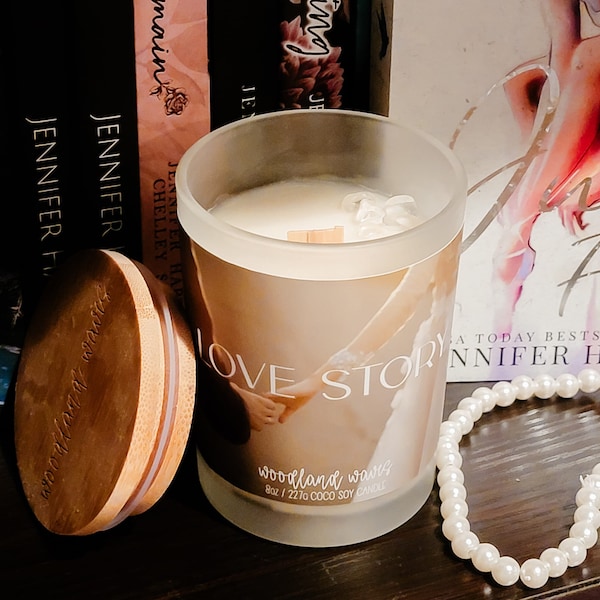 LOVE STORY candle | wax melts - creme brulee candle - sugar candle - crystal quartz gemstones - taylor swift candle - love story candle
