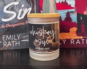 WHISKEY + SIN candle | wax melts - whiskey candle - cinnamon candle - carnelian gemstones - candle with gemstones - fireball scent - bookish